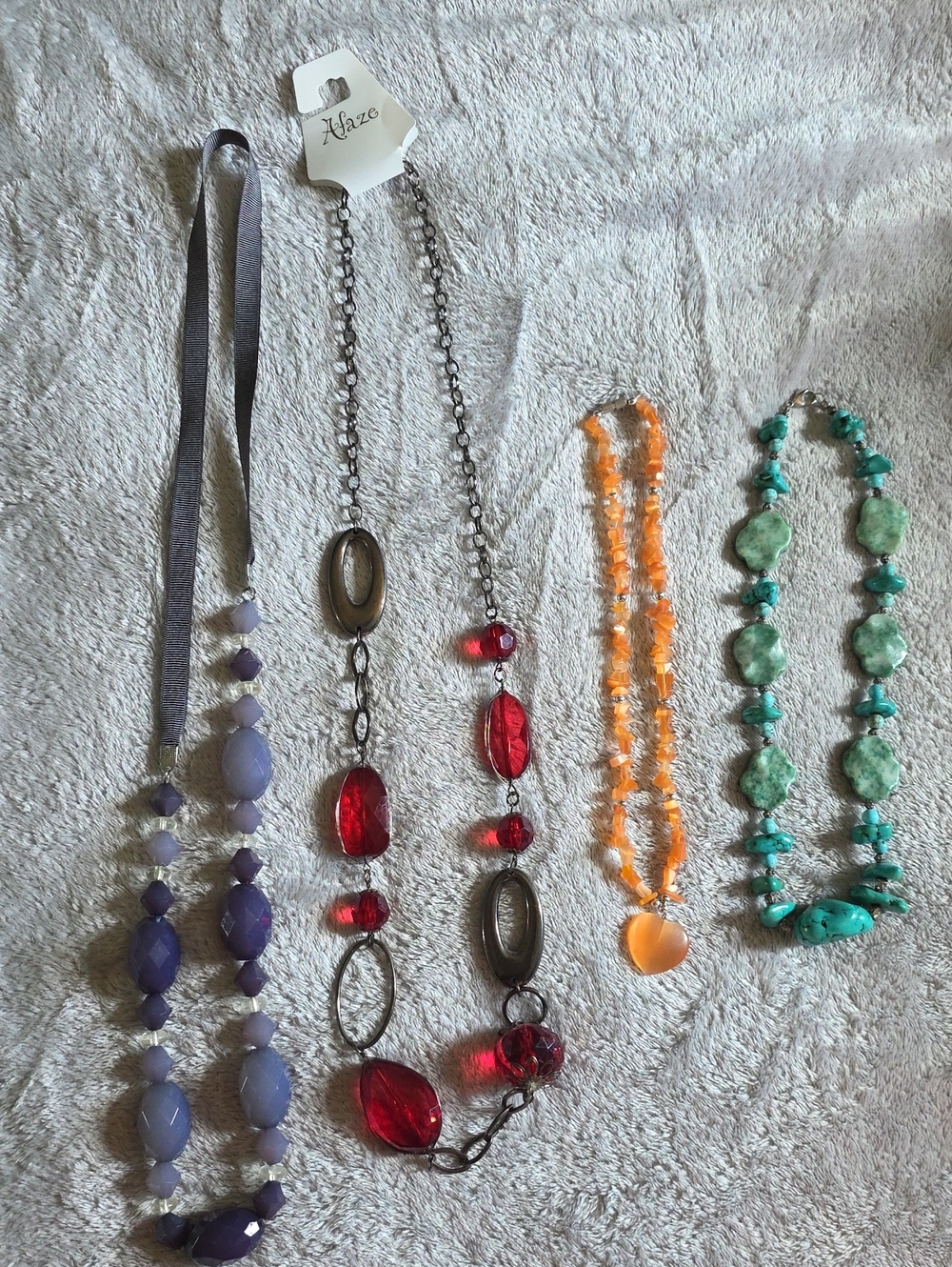 hazel Purple, Red, Orange & Turquoise Multi-Bead Necklace Set